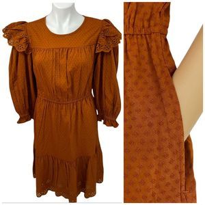 Universal Thread Womens Dress Medium Prairie Eyelet Ruffle Pocket Cottagecore
